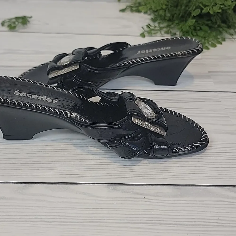 Onceler slide sandals faux patent leather Size 37 (6.5 US)